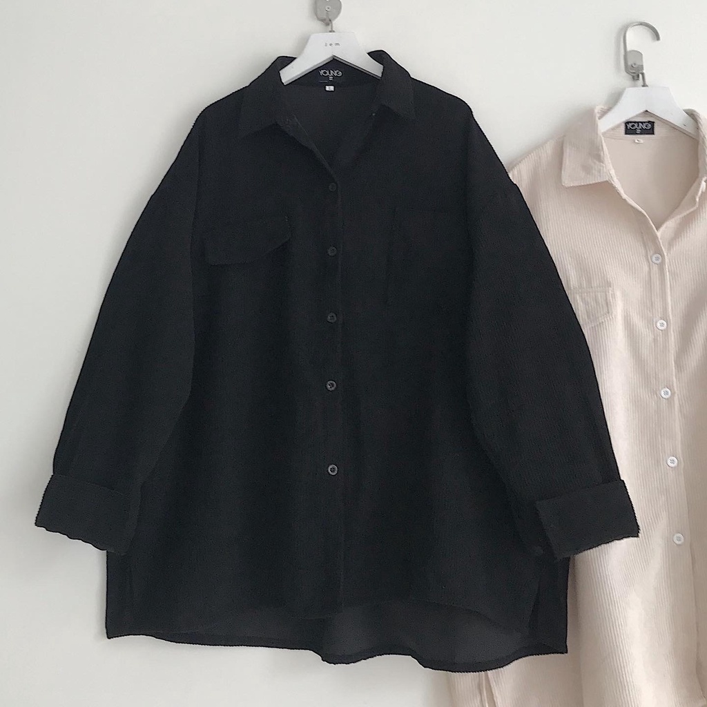 Áo Sơ Mi Nữ Form Rộng 2 Túi Hộp JEM CLOSET Sơ Mi Nhung Tăm Tay Dài Thiết Kế Trơn Basic Khoác Ngoài Cực Xinh YOLI 10171 | BigBuy360 - bigbuy360.vn