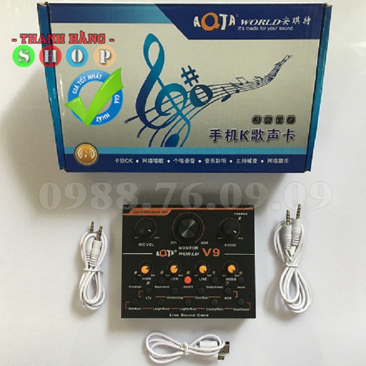 Trọn Bộ Combo Mic thu âm M8S + Soundcard V9 - Míc Live stream karaoke