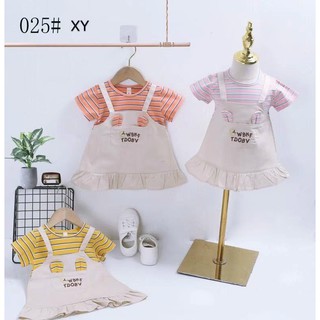 Yếm/váy kẻ vàng thời trang cho bé gái