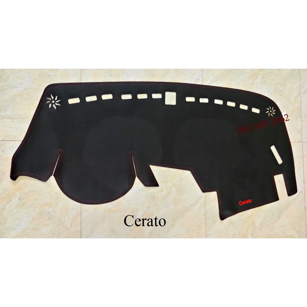 Thảm Taplo Xe Kia Cerato 2013-2018 loại da dày cao cấp 3 lớp chống trượt Da Carbon đen