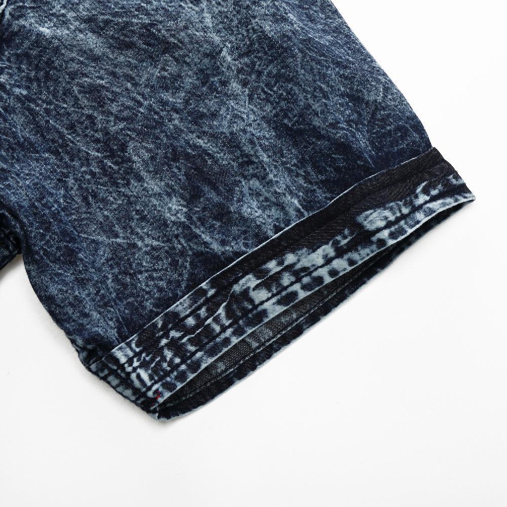 Áo jean thời trang nam ngắn tay bâu cánh én kiểu dáng cổ điển lịch lãm | BigBuy360 - bigbuy360.vn