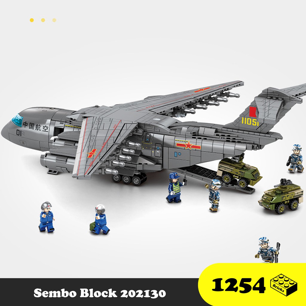 Đồ chơi lắp ráp Máy bay Vận chuyển cỡ lớn - Sembo block 202130 Military Plane ZDY-20 - Mô hình Xếp hình thông minh