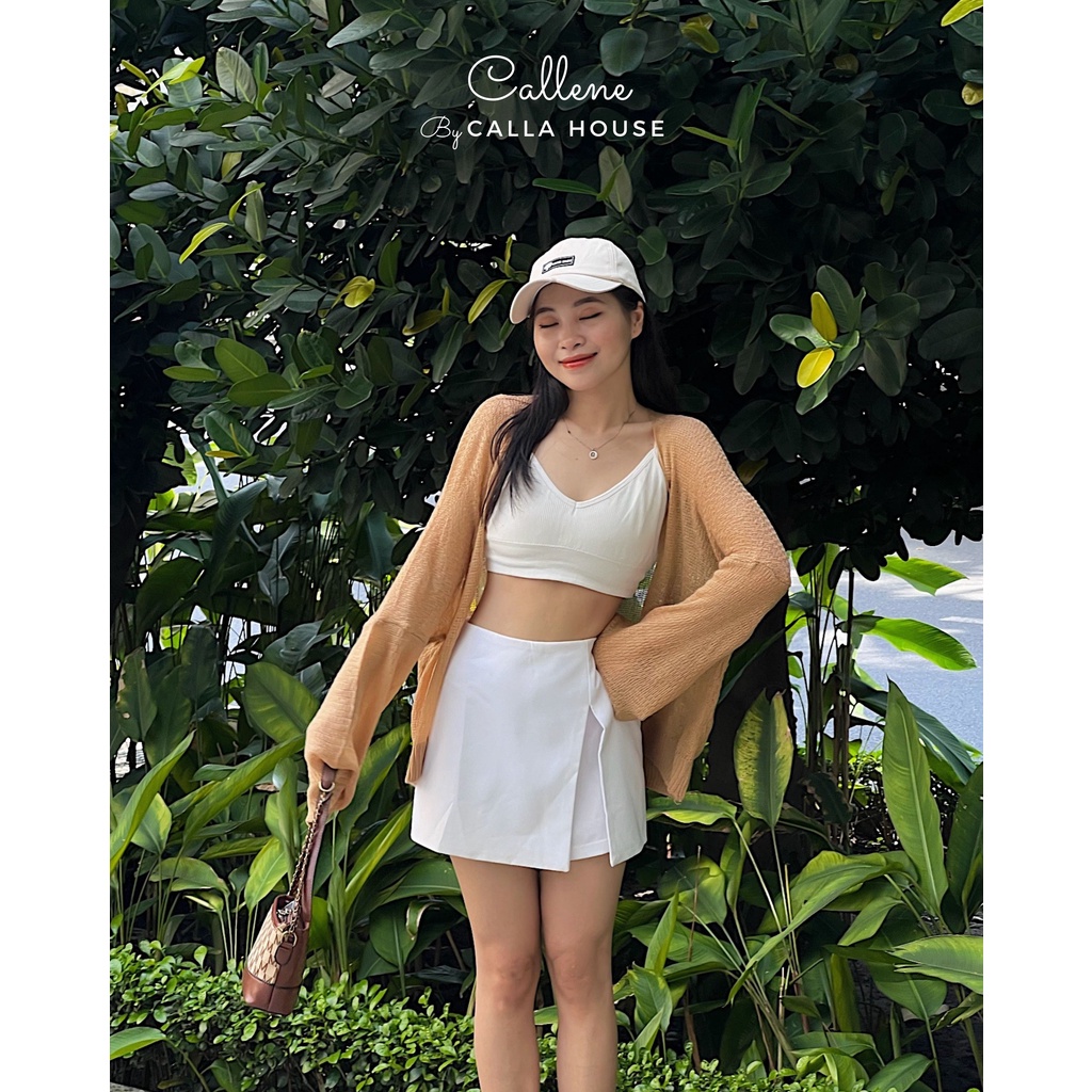 Cardigan mỏng khoác ngoài trẻ trung xinh xắn màu nâu Callene