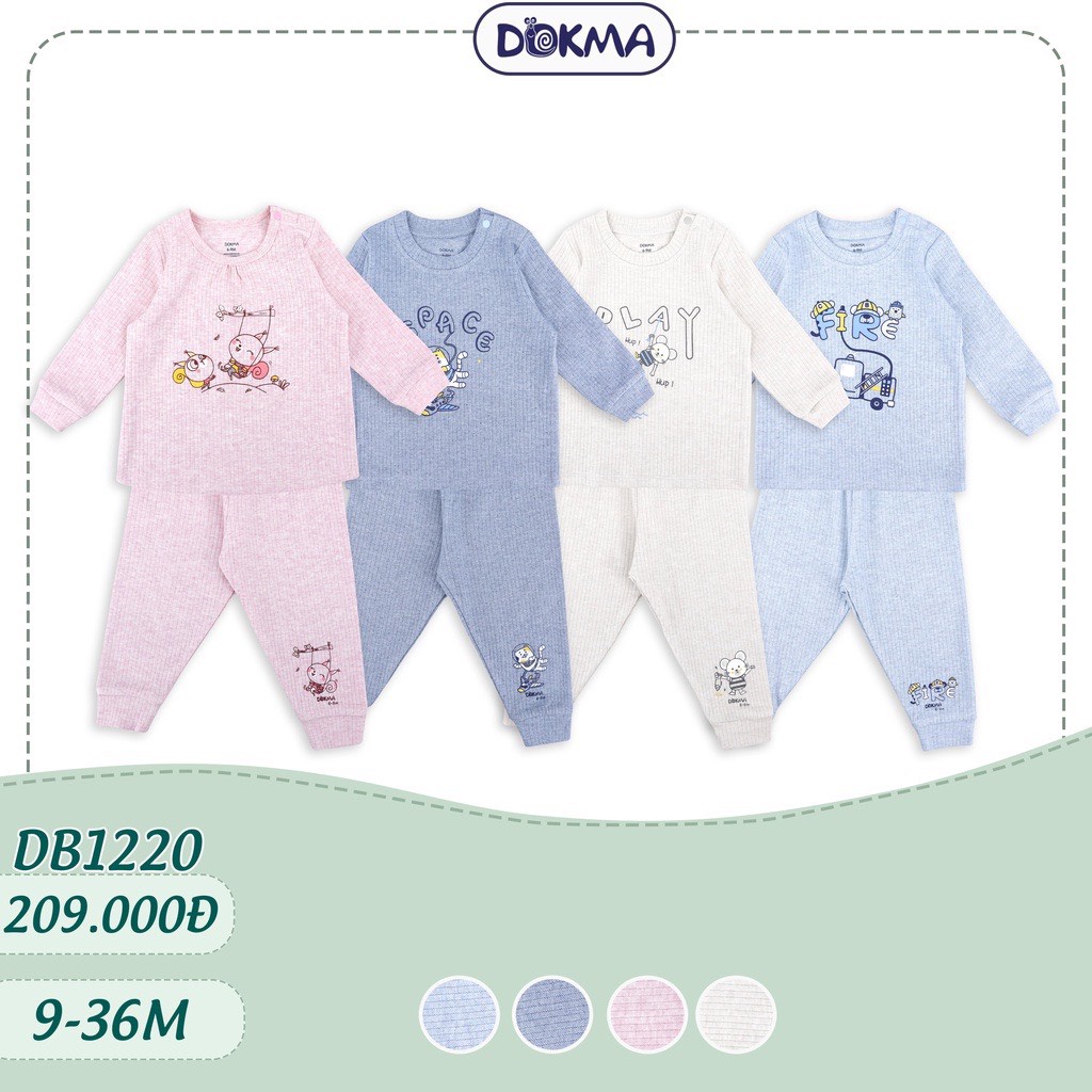 DB1220 Bộ dài tay cổ tròn Dokma chất nỉ dày vừa (9-36M)