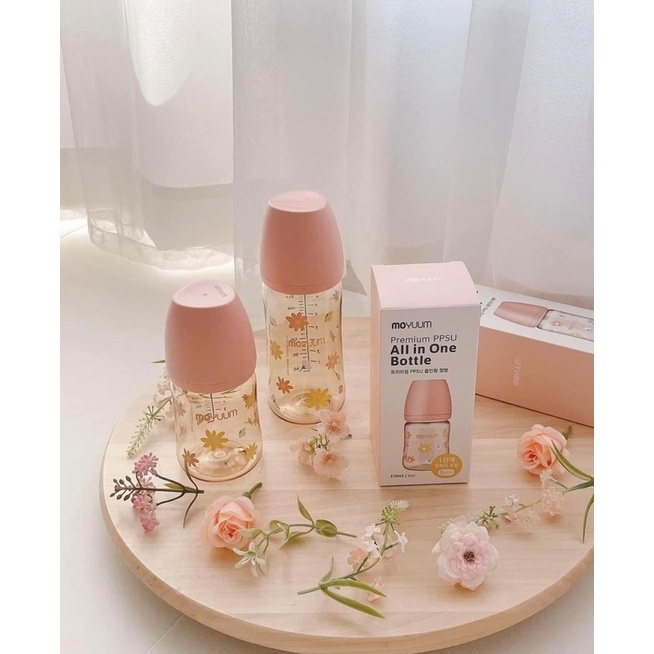 Bình sữa Moyuum hoa cúc 170ml 270ml- Hỗ trợ đổi núm