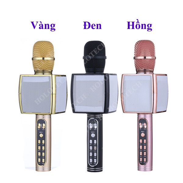 Micro Karaoke Bluetooth Không Dây YS91 Kèm Loa Bluetooth Âm Bass Hay - Mic Hát Cao Cấp Bắt Giọng Có Cổng Cắm USB Thẻ Nhớ