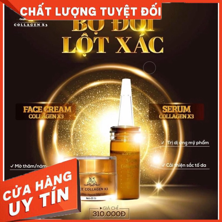 [Chính hãng] Combo Lột Xác Face + Serum Collagen X3 Mỹ Phẩm Đông Anh