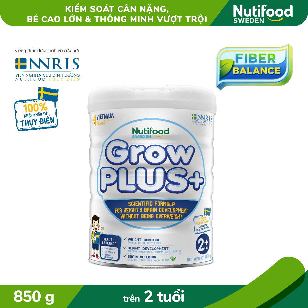 Sữa bột GrowPLUS+ giúp trẻ phát triển chiều cao và não bộ không thừa cân 850g/lon