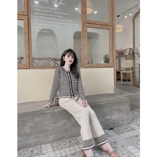 Set len Caro quần suông
