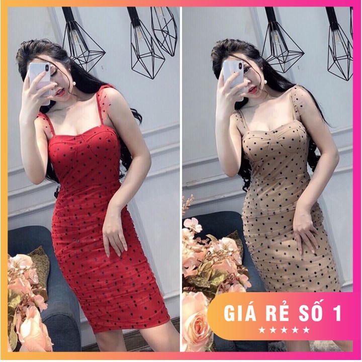 ĐẦM BODY CHẤM BI THỜI TRANG SANG TRỌNG ĐỦ SIZE 30 ĐẾN 72KG - 401