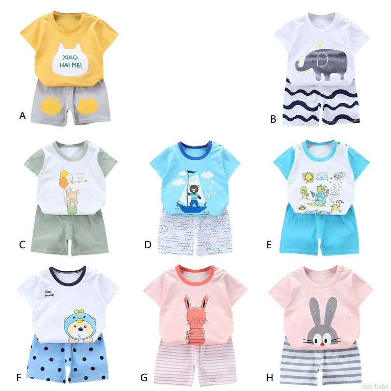Set Áo Thun Tay Ngắn &amp; Quần Short Sọc Ngang Cho Bé Trai Từ 0-5 Tuổi