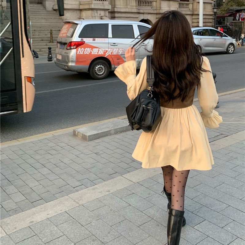 Set Áo Khoác Không Tay + Đầm Tay Dài Xinh Xắn Thời Trang Dành Cho Nữ