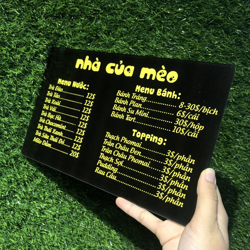 Menu quán cà phê - Chất liệu mica xịn xò - Dành cho các quán cà phê