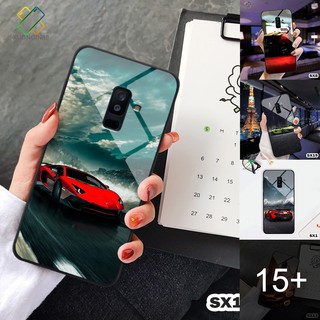 Ốp lưng kính điện thoại SAMSUNG A6+ (Plus) in 3D chủ đề siêu xe
