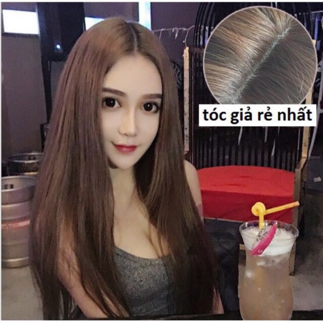 Tóc giả mái dài thẳng tặng lược + lưới