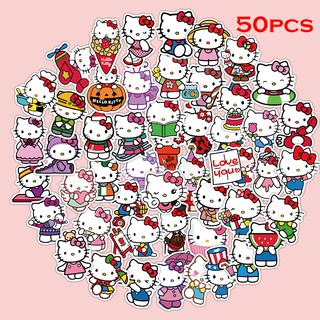 Set 50 nhãn dán họa tiết Hello Kitty xinh xắn