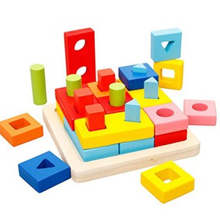 Gỗ Giáo dục Đồ chơi Học tập Hình dạng Sắp xếp Màu sắc Công nhận Bảng hình học Khối Câu đố Đồ chơi Trường mầm non