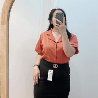 (Big size)Áo sơ mi cổ vest 2 ve mà basic 60-90kg