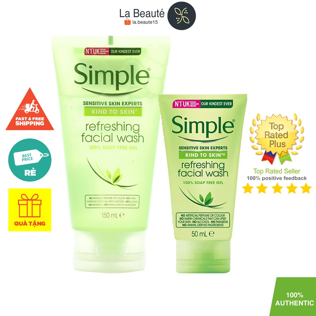 Simple Kind To Skin Refreshing Facial Wash - Sữa Rửa Mặt Dịu Nhẹ Cho Da Nhạy Cảm [Nhiều Dung Tích]