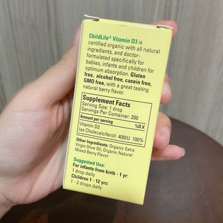 🍃Vitamin D3 Childlife cho bé 0m+👼