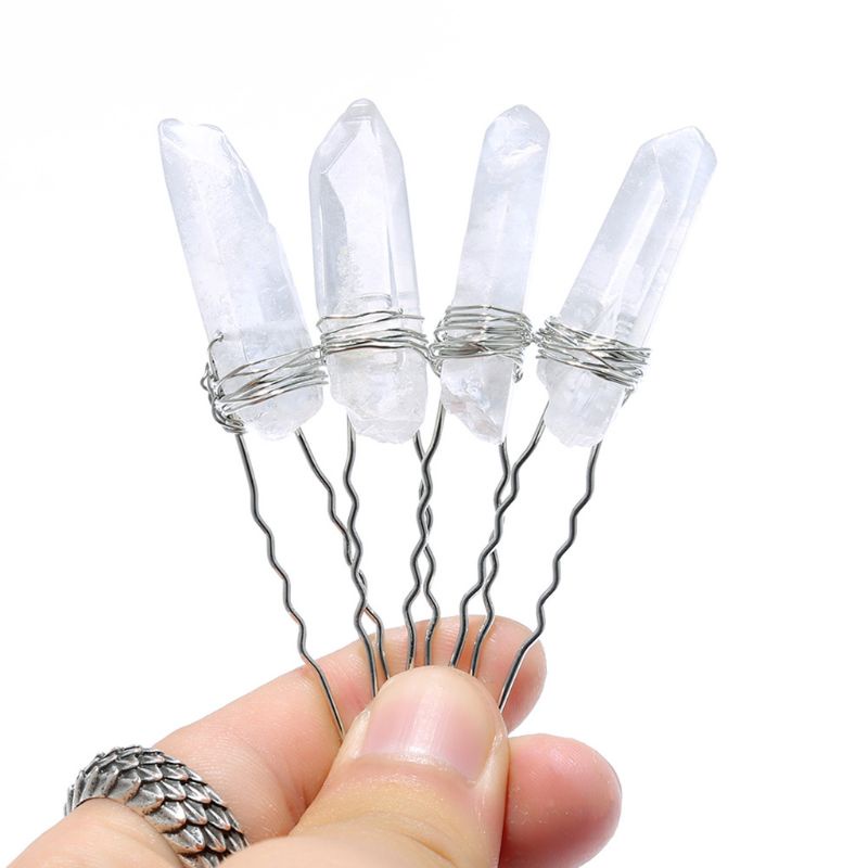 Kẹp Chữ U Pha Lê Màu Gradient Phong Cách Boho Dành Cho Cô Dâu