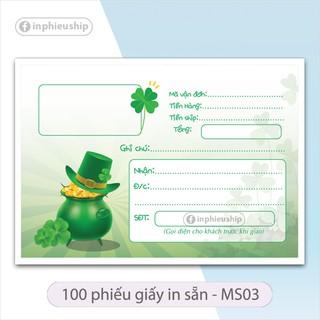 Phiếu giao hàng, phiếu ship hàng 100 tờ (Mã số 03)