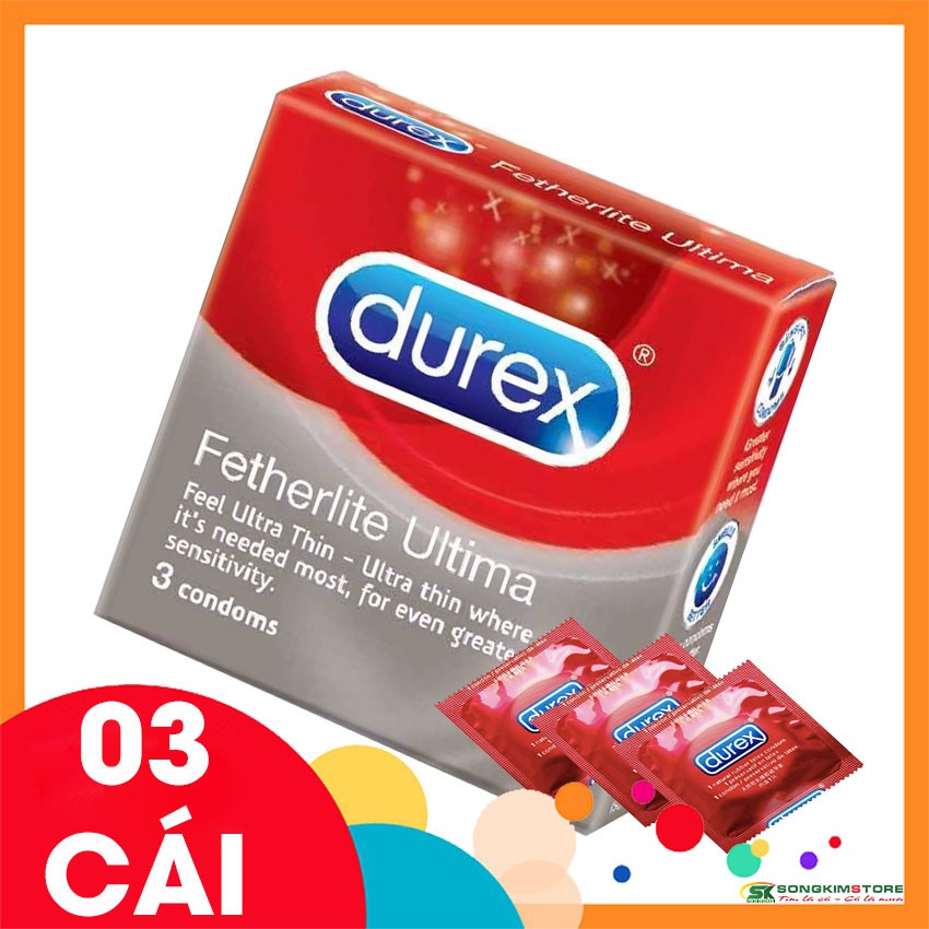 [FREE SHIP đơn 50K] Bao cao su Durex Fetherlite Ultima hộp 3 cái kéo dài thời gian