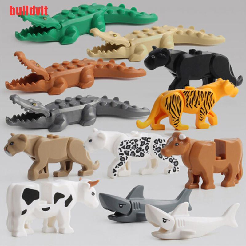 {buildvit}1Set Crocodile Tiger Cow Animal Buildable Model kids Animal Building Block Toys YFV