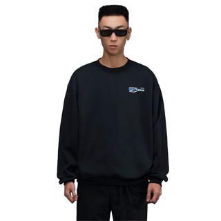 Áo nỉ nam dài tay Beuter Juxtaposed True Blue Logo Black Sweater màu đen, logo xanh dương
