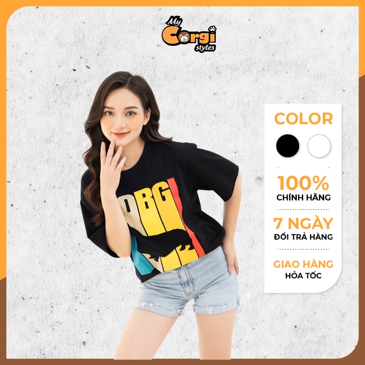 Áo Thun Unisex Corgi Sọc MCS Phông Nam Nữ Cotton Tay Lỡ Cổ tròn Oversize Form Rộng Vải Sài Gòn