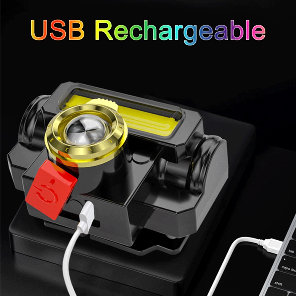 Đèn LED Đội Đầu XPE+COB Mini Sạc USB Tiện Dụng Cho Hoạt Động Ngoài Trời