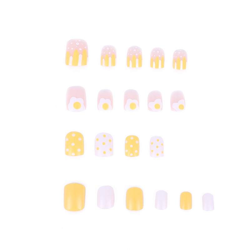 Bộ Móng Tay Giả Dán Trang Trí Họa Tiết Hoa Cúc Xinh Xắn
