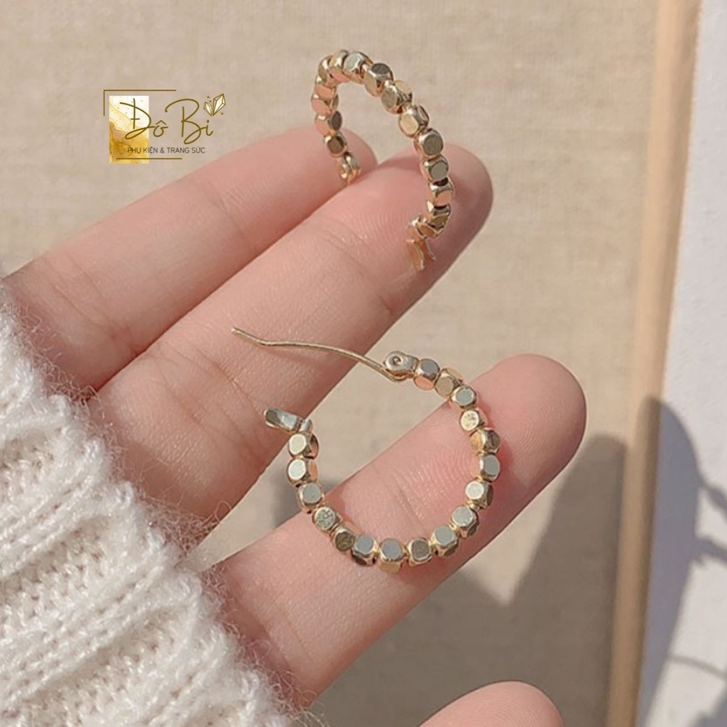Bông tai BẠC 925 dáng tròn mix hạt sang trọng ĐôBi