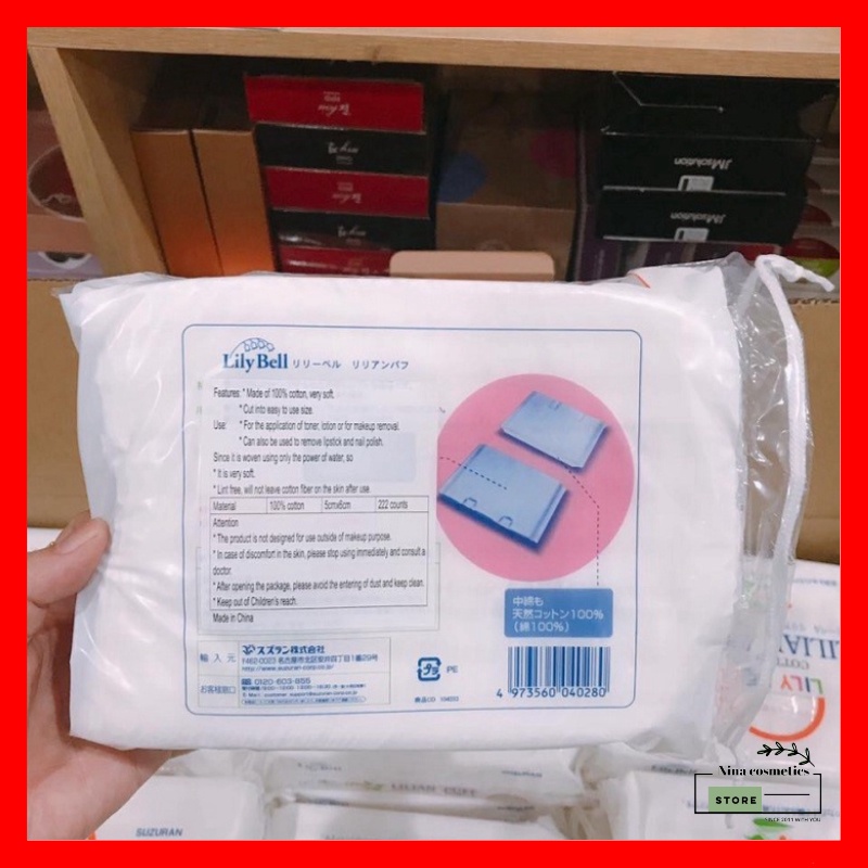 Bông Tẩy Trang Lily Bell Suzuran Nhật 222 Miếng