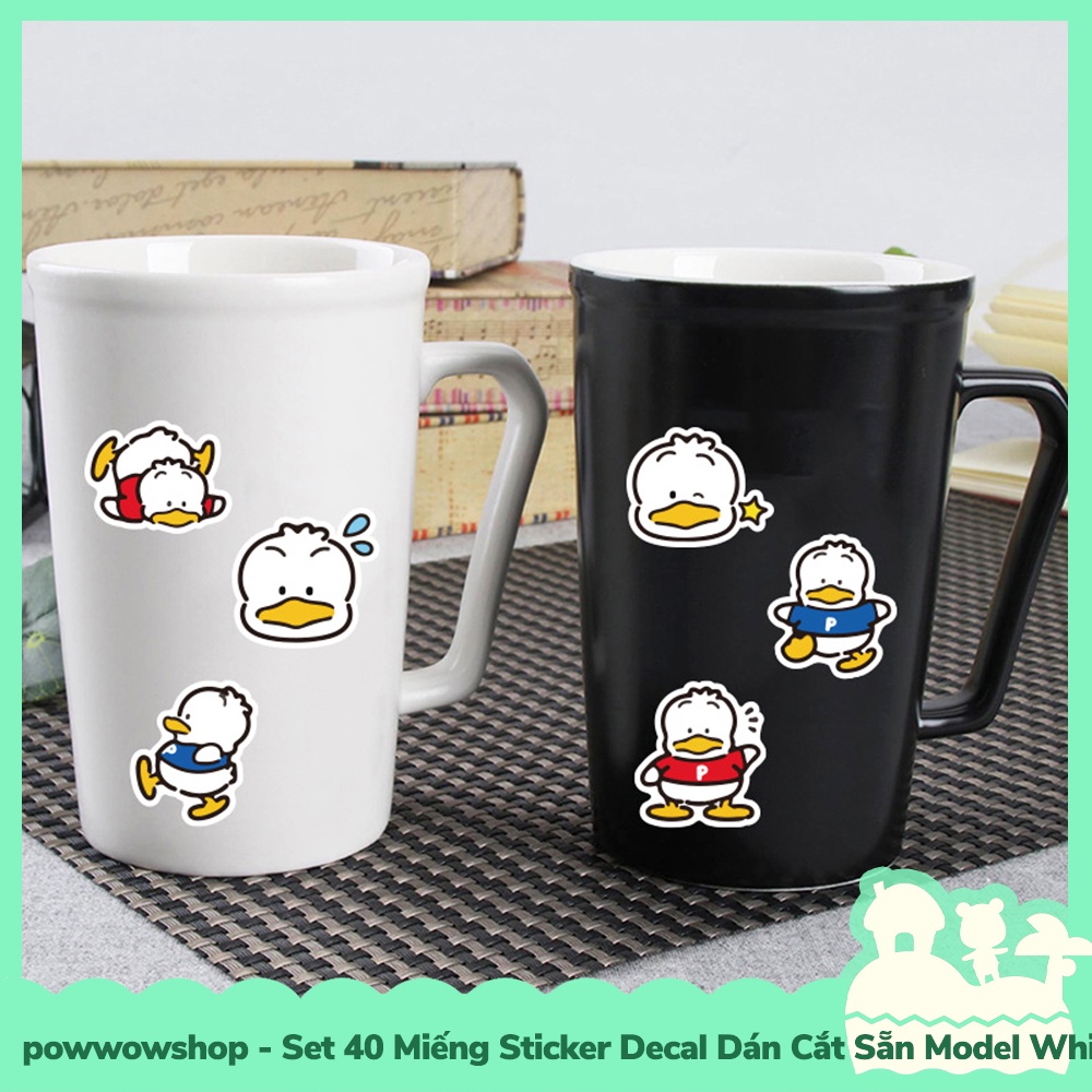 [Sẵn VN - Hỏa Tốc] Set 40 Miếng Sticker Decal Cắt Sẵn DIY Dán Trang Trí Vật Dụng Mẫu Model White Duck Funny Days