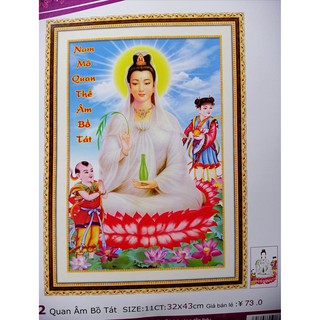 Tranh thêu chữ thập Phật quan âm (chưa thêu) LV3372