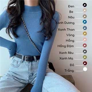 Áo len tăm giữ nhiệt cổ thấp, áo giữ nhiêt len tăm nhiều màu sắc co giãn siêu ấm - AL06