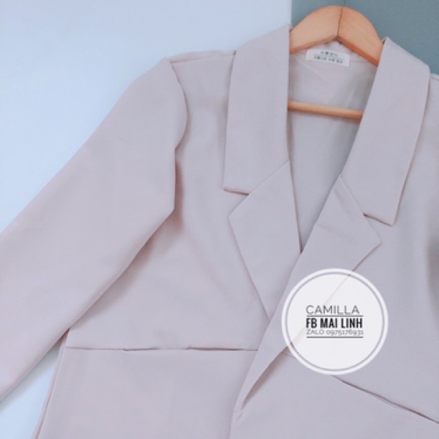 Áo vest công sở màu nude chất cát trượt dày dặn