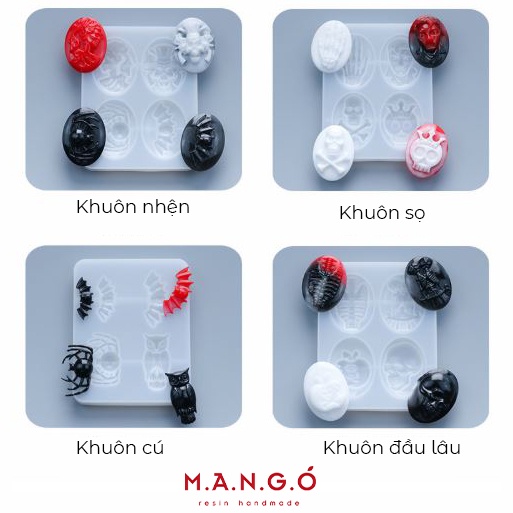 Khuôn DIY chủ để HALLOWEEN làm hộp đựng và mặt dây chuyền, móc khóa độc đáo