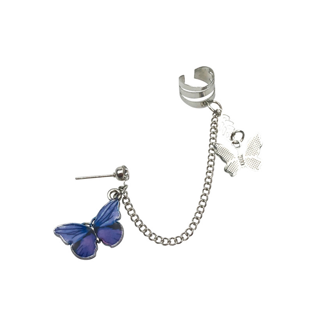 1 Khuyên Vành Tai Hình Bướm Xanh Phong Cách Retro