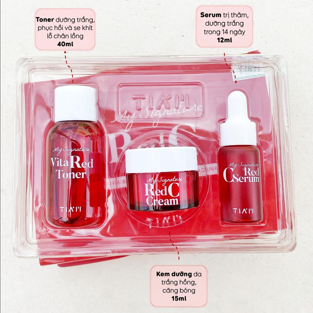 [Tiam_Mẫu Mới 2020] Set Mini dưỡng trắng da, làm mờ thâm Tiam My Signature Red C | BigBuy360 - bigbuy360.vn