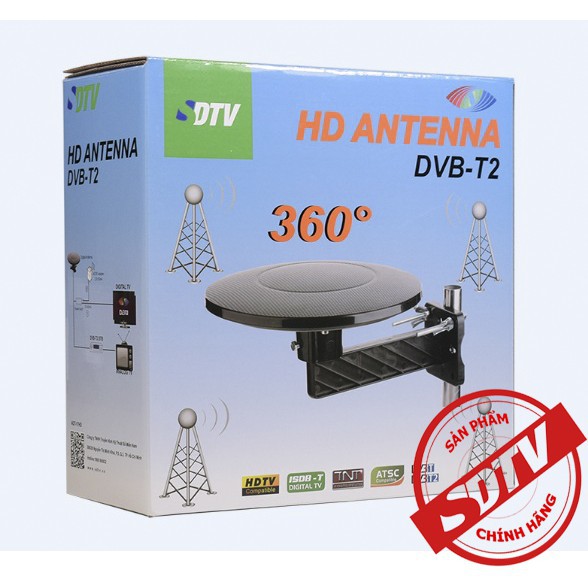 Anten DVB-T2 thông minh ADT17-HD thu sóng truyền hình số mặt đất cực mạnh không cần xoay chỉnh hướng của SDTV