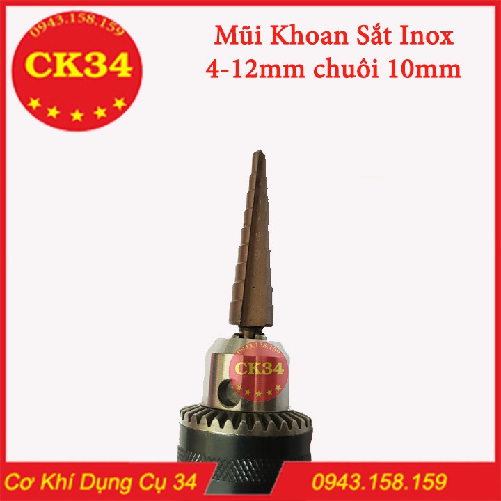 Mũi Khoan Bước Tháp Khoan Inox, Sắt. Nhôm...4-12mm HSS COBAN