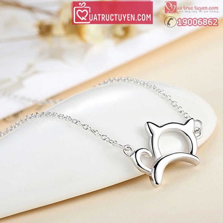 Dây chuyền chú mèo nghịch ngợm bằng bạc