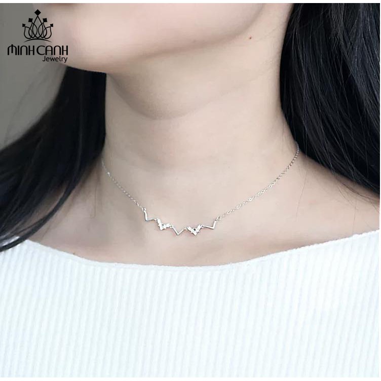 Vòng Cổ Bạc Nhịp Tim Đính Đá Bạc S925 - Minh Canh Jewelry