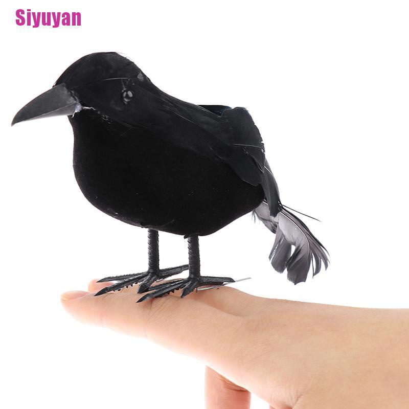 [Siyuyan] Halloween Black Crow Props Realistic Raven Spooky Feathered Crows House Decor