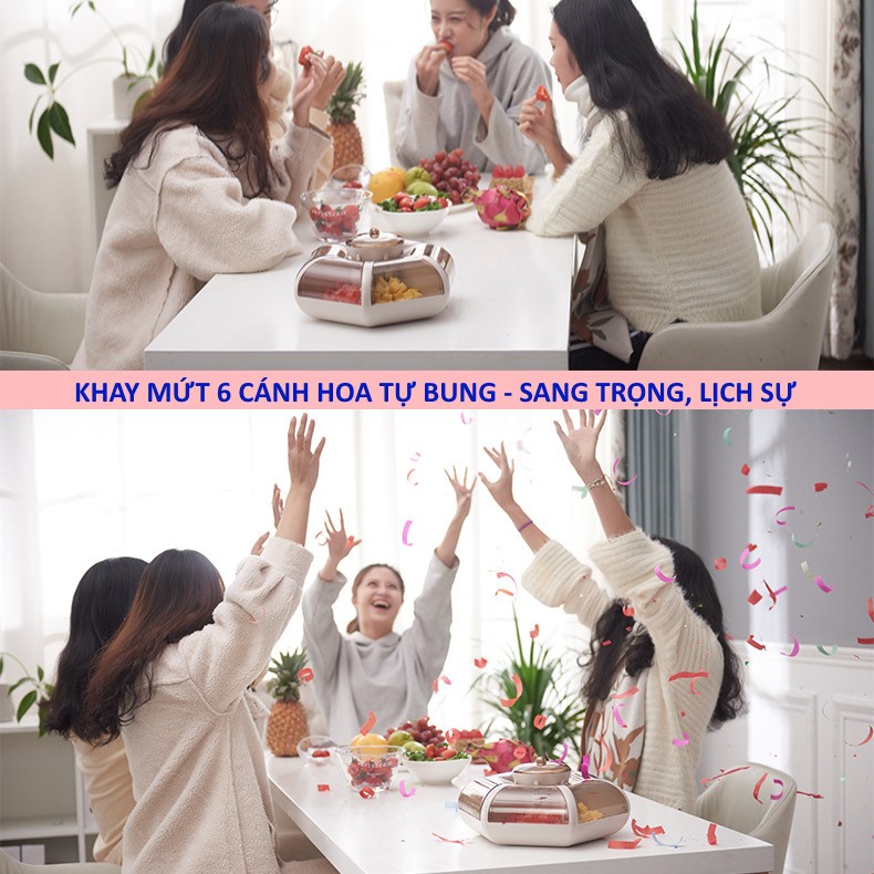 [ Mẫu mới ] Khay mứt tết 6 cánh hoa tự bung - Khay đựng bánh kẹo tết sang trọng, lịch sự - Mẫu mã đẹp, giá rẻ GD014