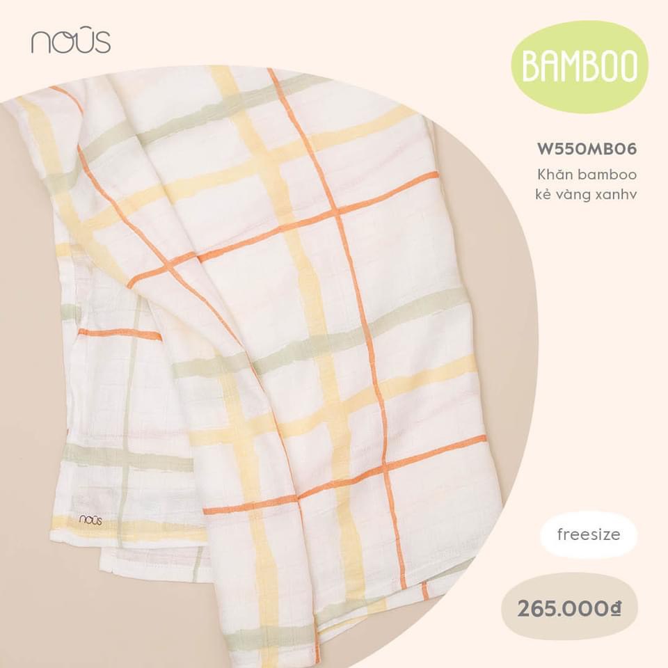 Khăn Tắm Bamboo Nous 1 Lớp Chất Liệu Cotton Mềm Mại  120x120cm đa năng cho bé sơ sinh