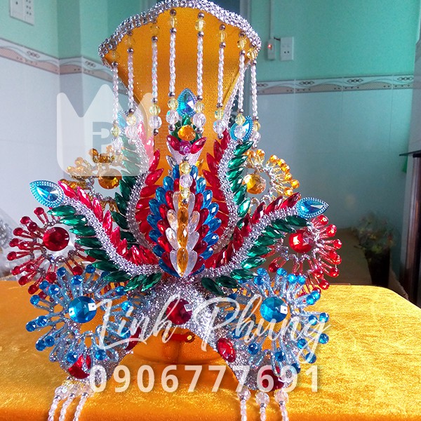 Bộ 5 Mão Bà Ngũ Hành Nương Nương - màu ngũ sắc - Size tượng 3 Tất