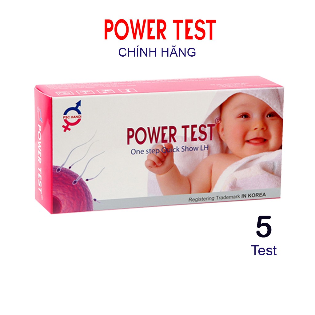 [Hỏa tốc] Hộp 5 chiếc que thử rụng trứng Powertest, Hỗ trợ thụ thai, Dụng cụ phát hiện ngày rụng trứng - Que canh trứng